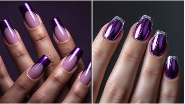 purple french tip nails that will leave you spellbound
