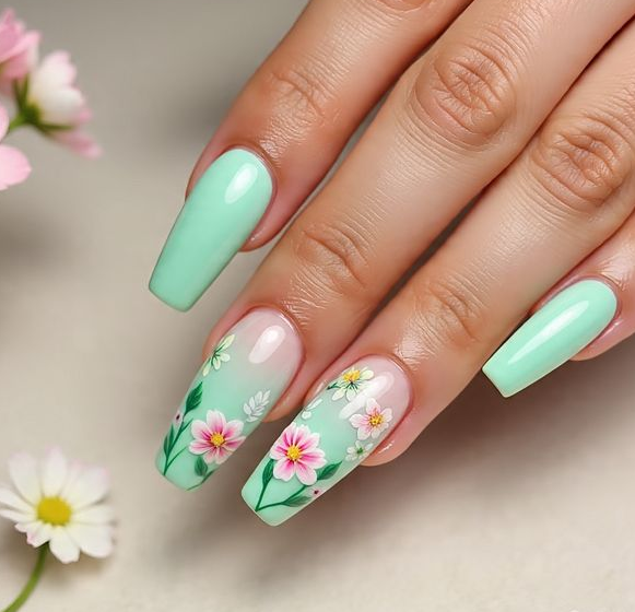 spring ombre nails
