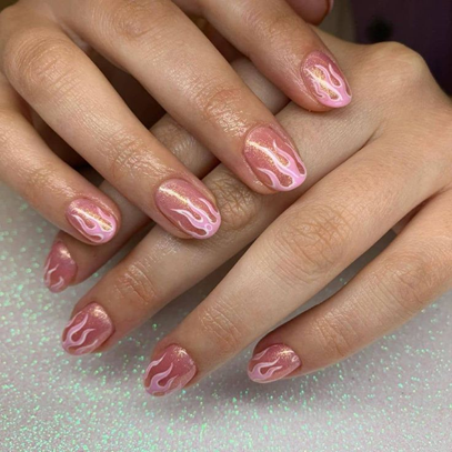 pink sparkly nails
