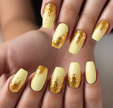 light & pale yellow nails