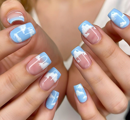light blue french tips