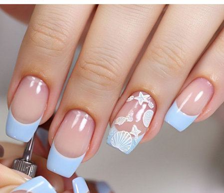 light blue french tips