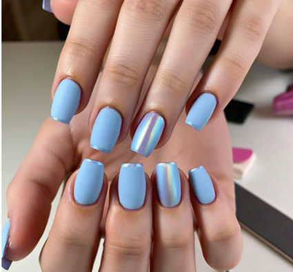 light blue french tips