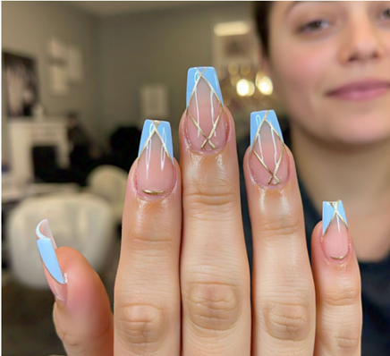 light blue french tips
