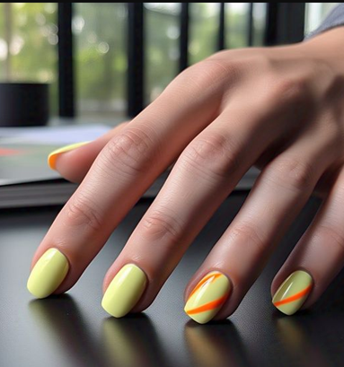 light & pale yellow nails