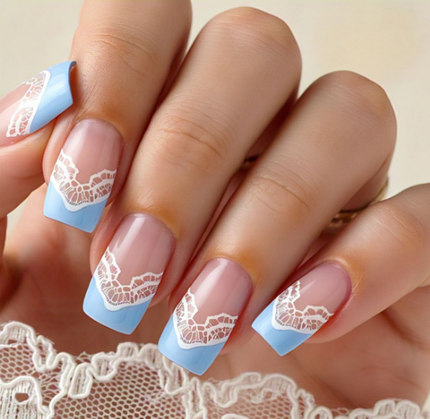 light blue french tips