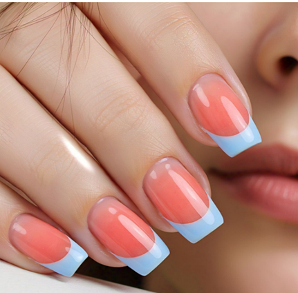 light blue french tips