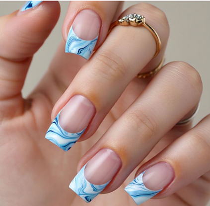 light blue french tips