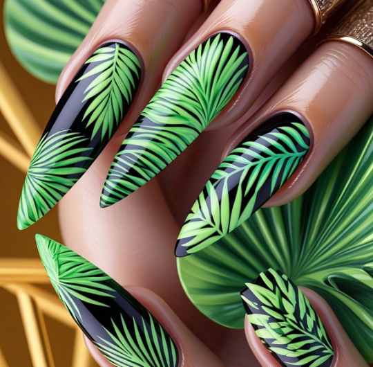 green neon nails
