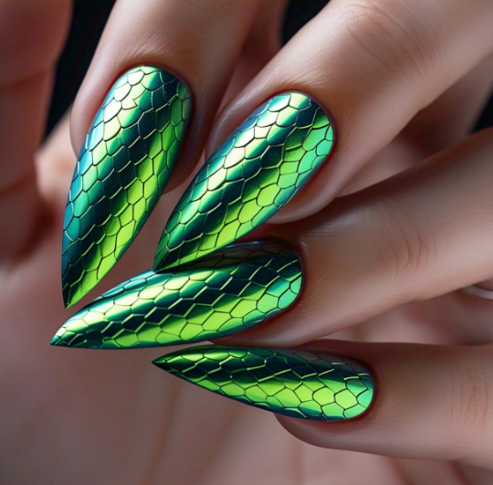 green neon nails
