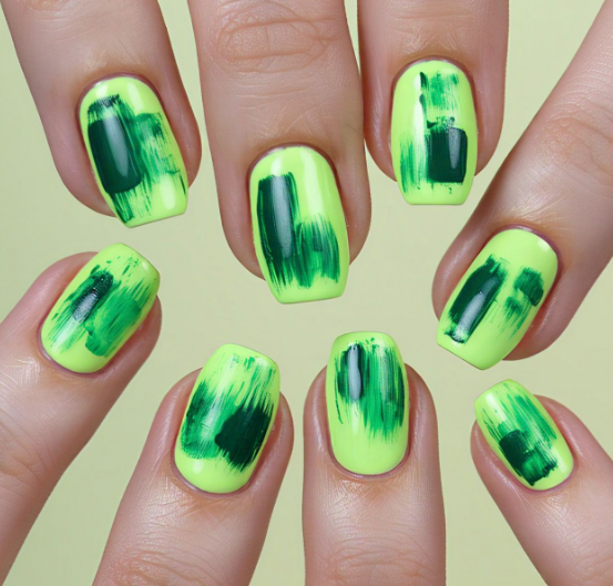 green neon nails