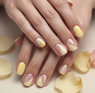 light & pale yellow nails