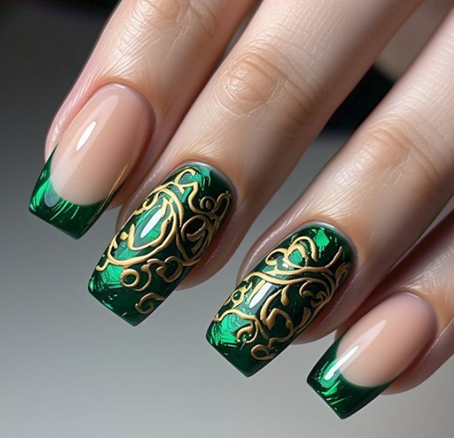 green french tip nails