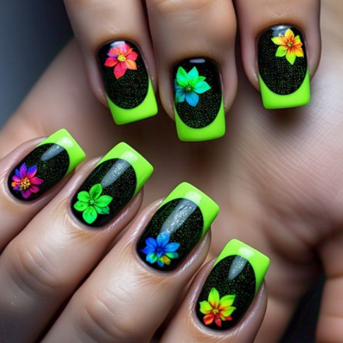 green french tip nails