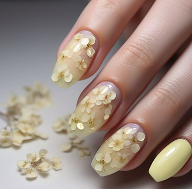 light & pale yellow nails