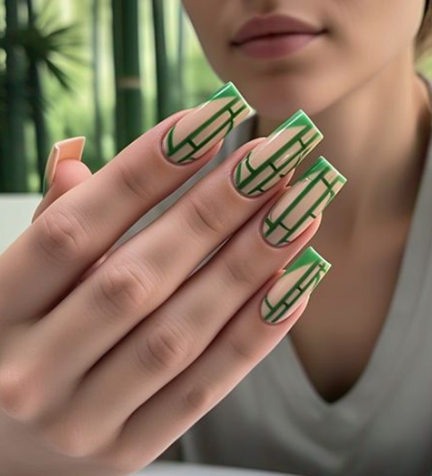 green french tip nails