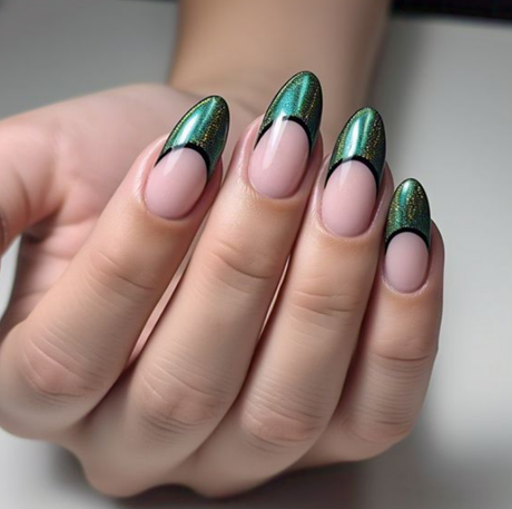 green french tip nails