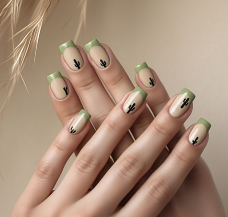 green french tip nails