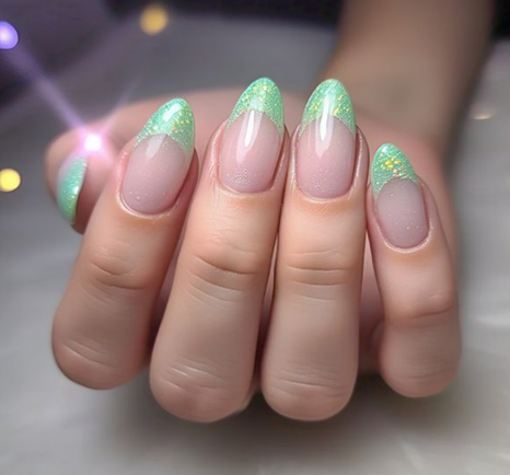 green french tip nails