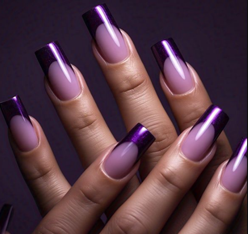 purple french tip nails