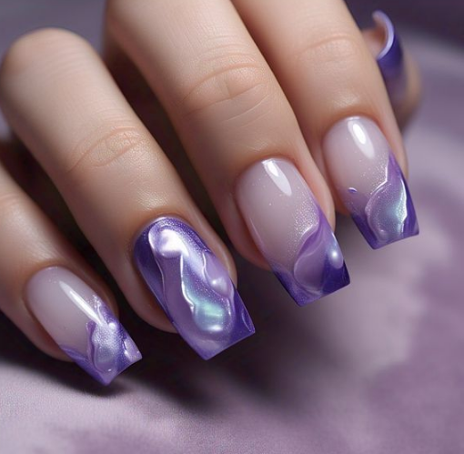 purple french tip nails