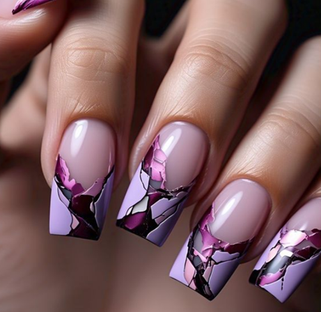 purple french tip nails