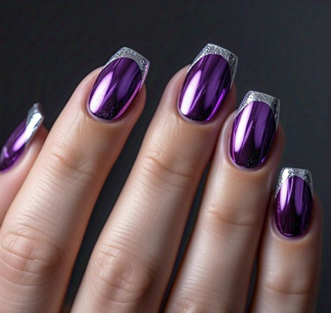 purple french tip nails