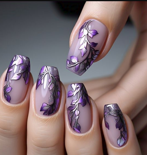 purple french tip nails