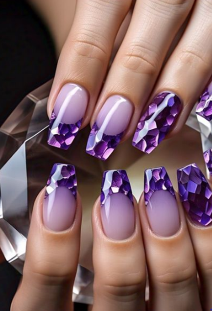 purple french tip nails