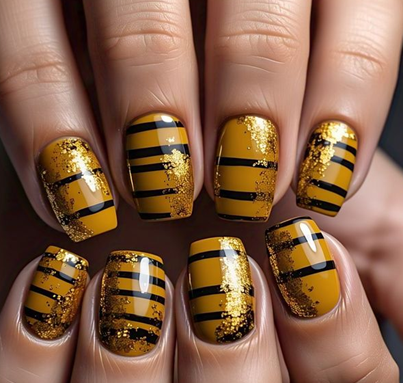 black & yellow nails
