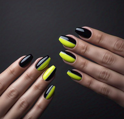 black & yellow nails