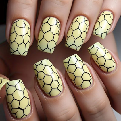 black & yellow nails