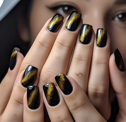 black & yellow nails