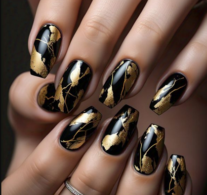 black & yellow nails