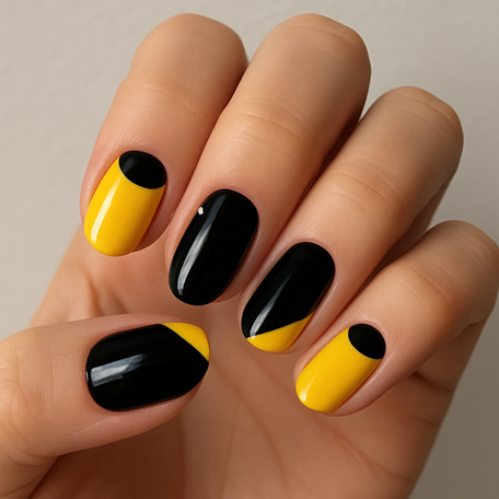 black & yellow nails