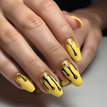 black & yellow nails