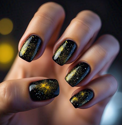 black & yellow nails
