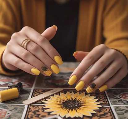 black & yellow nails