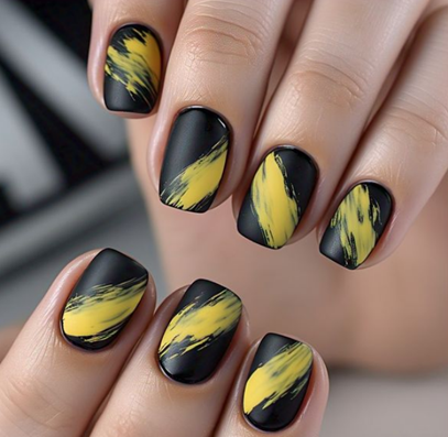 black & yellow nails