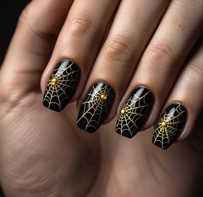 black & yellow nails