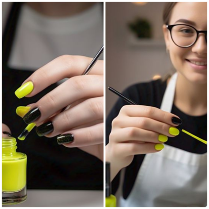 black & yellow nails