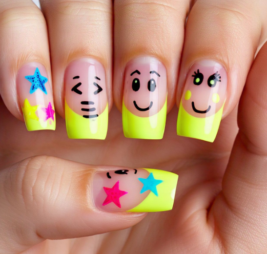 neon french tips