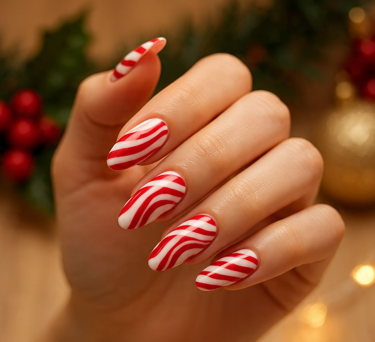 christmas nails red and white
