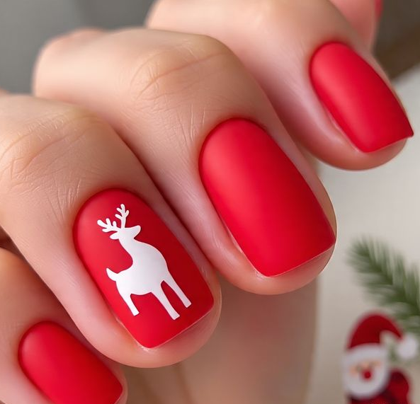 christmas nails red and white