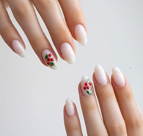 christmas nails red and white