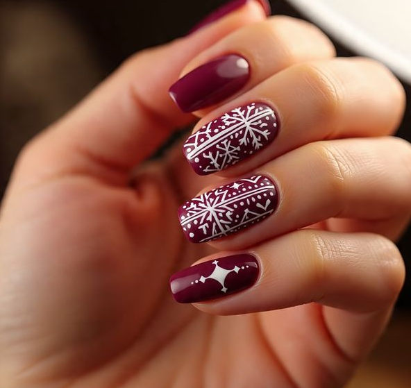 christmas nails red and white
