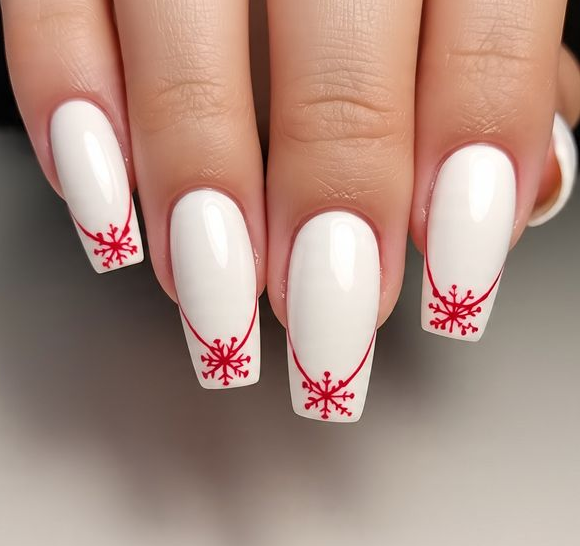 christmas nails red and white