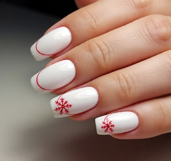 christmas nails red and white