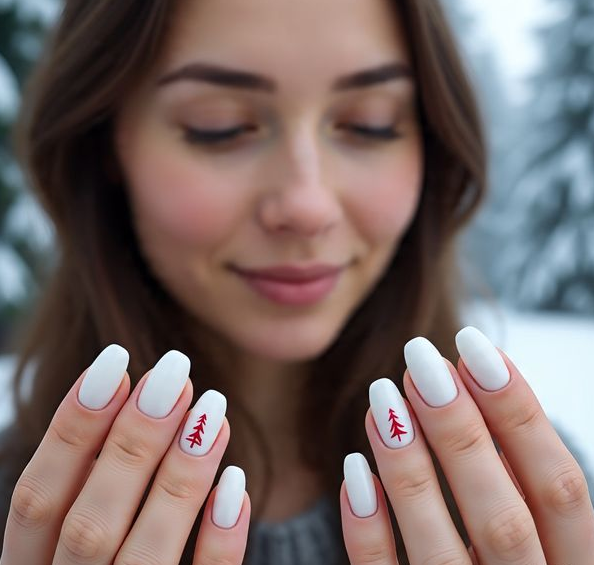 christmas nails red and white