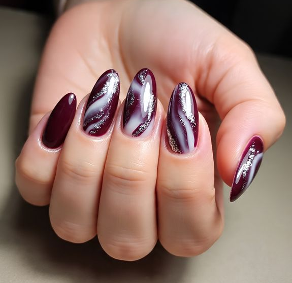christmas nails red and white